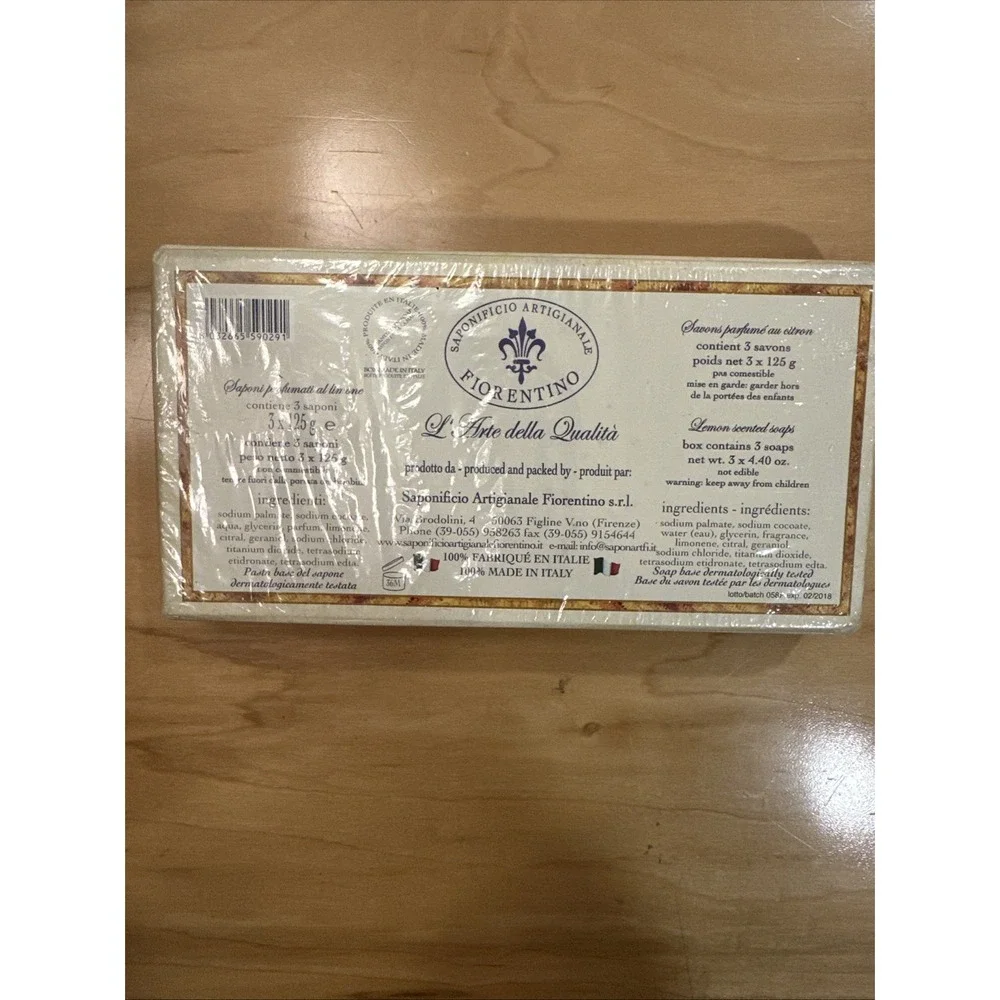 New Saponificio Artigianale Fiorentino 3 Florentine‎ Lemon Scented Soaps Italy